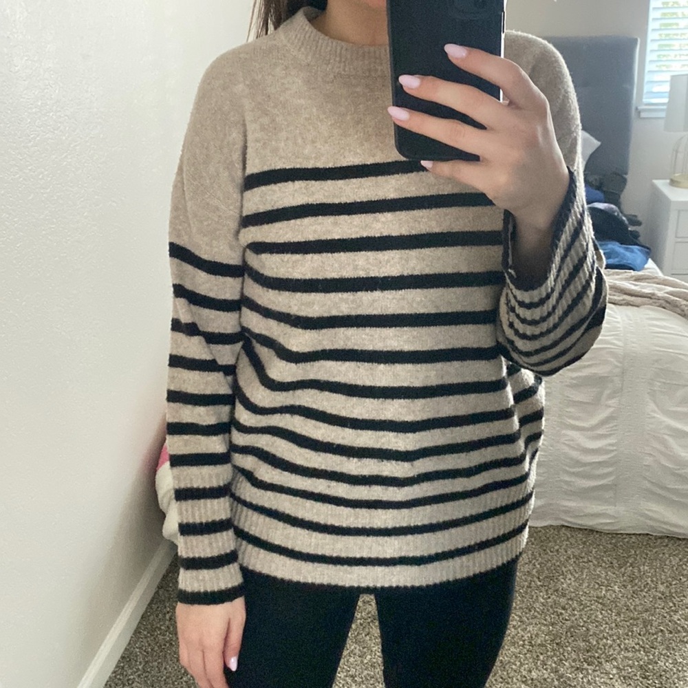 Tan & black striped sweater